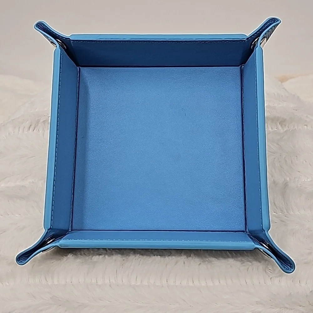 Faux Leather Jewelry Tray‎ Powder Blue Reptile Textured Foldable Organizer